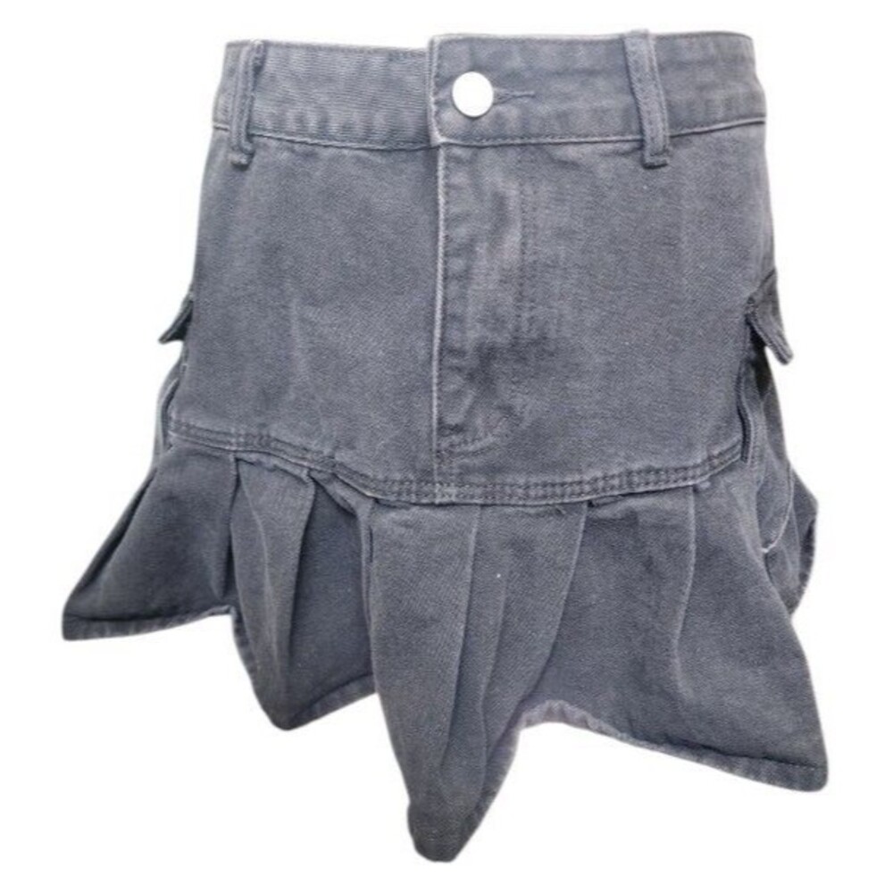ROMWE Black Denim Miniskirt Size Medium Y2K Grunge Punk Streetwear